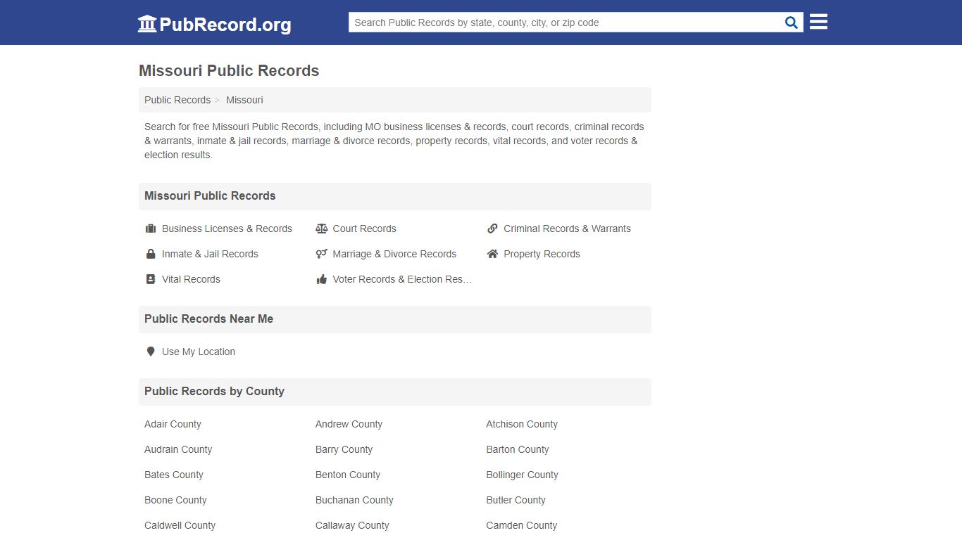 Free Missouri Public Records - PubRecord.org